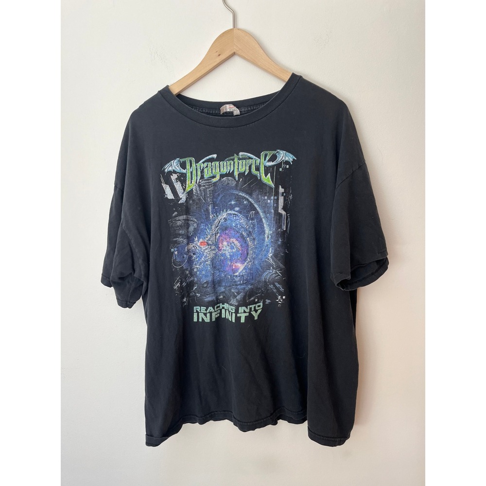 DragonForce Reaching Into Infinity Band Tee Black Cotton Graphic T-Shirt 2XL